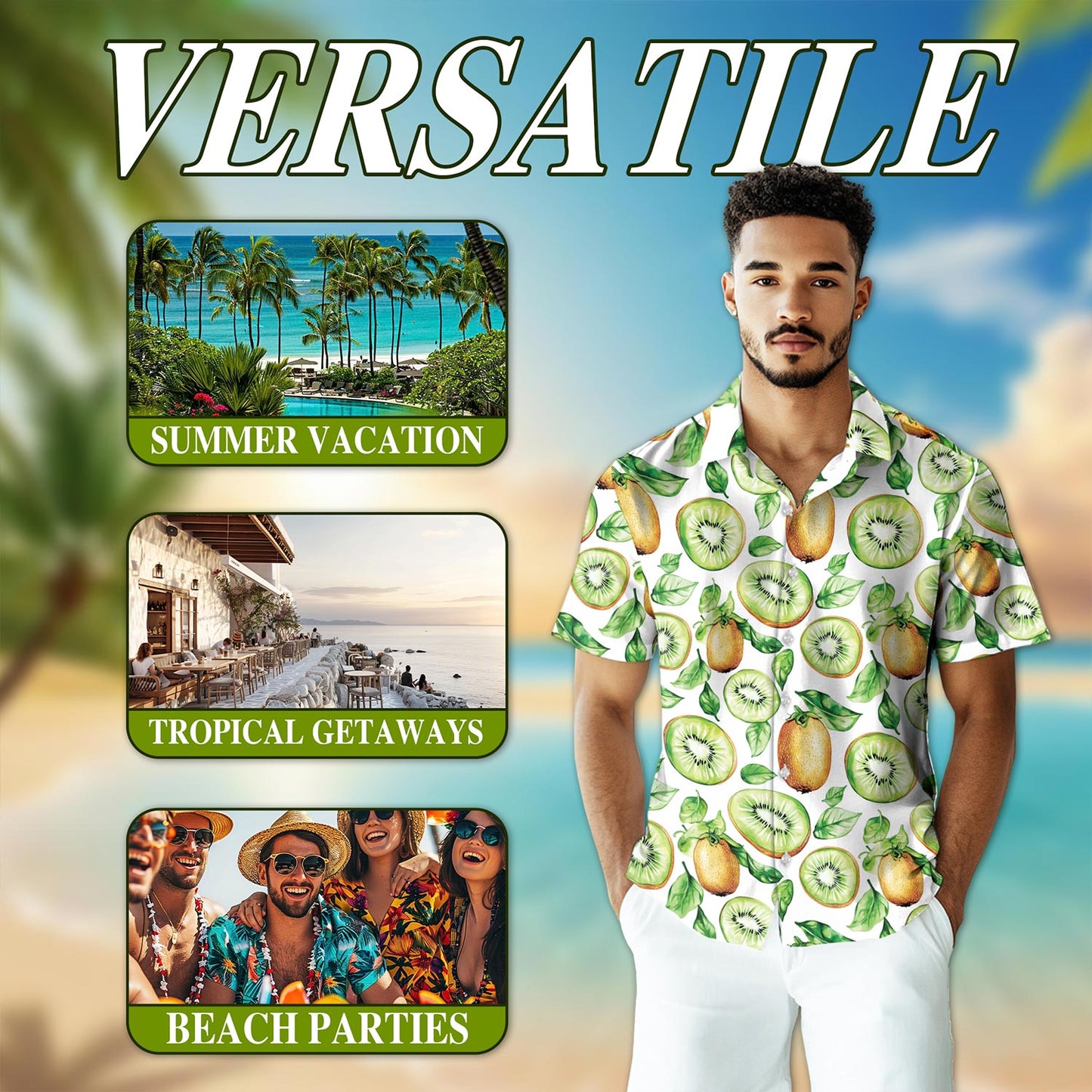 Kiwi Hawaiian Shirt for Men, Button Down Aloha Shirt - Azhawaiian
