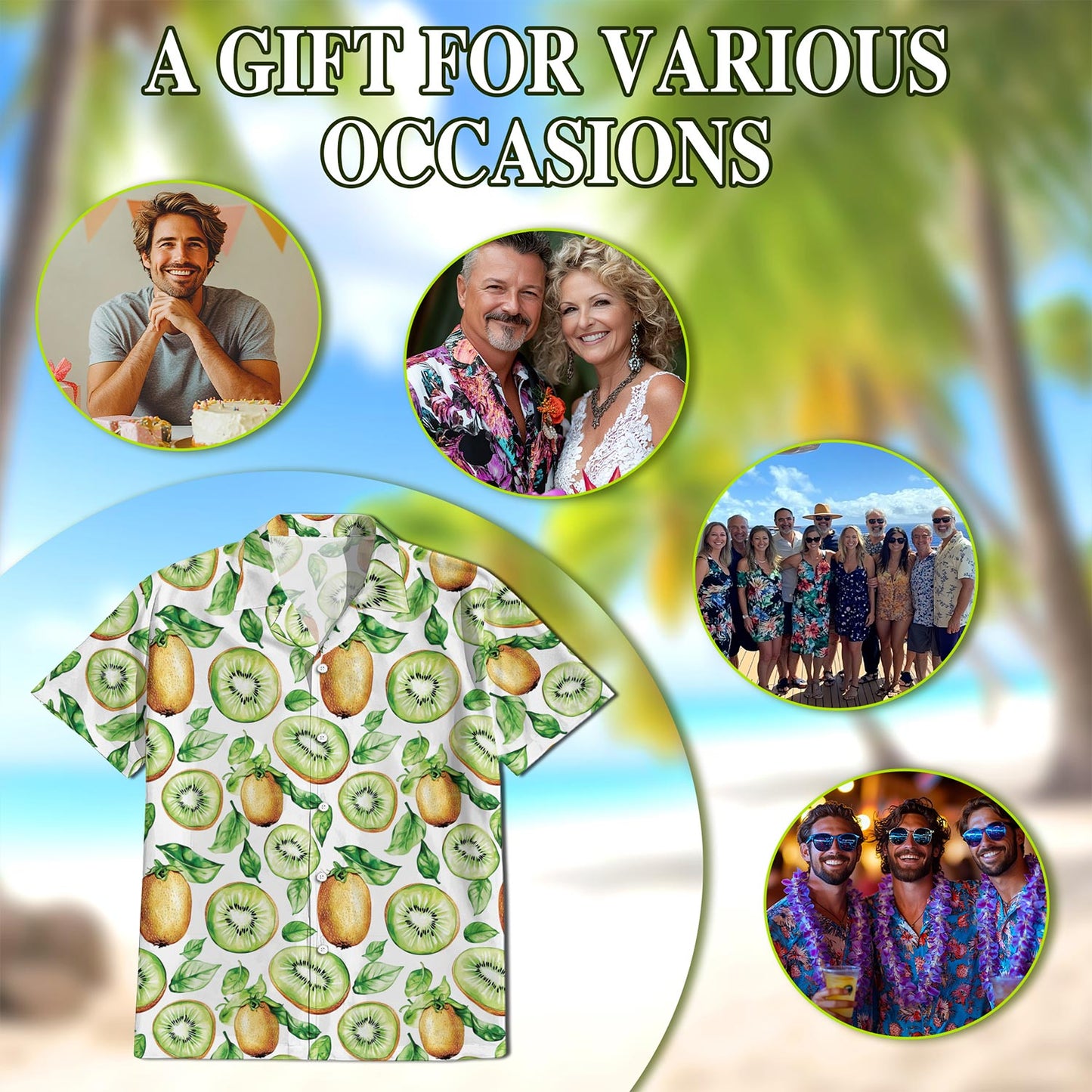 Kiwi Hawaiian Shirt for Men, Button Down Aloha Shirt - Azhawaiian