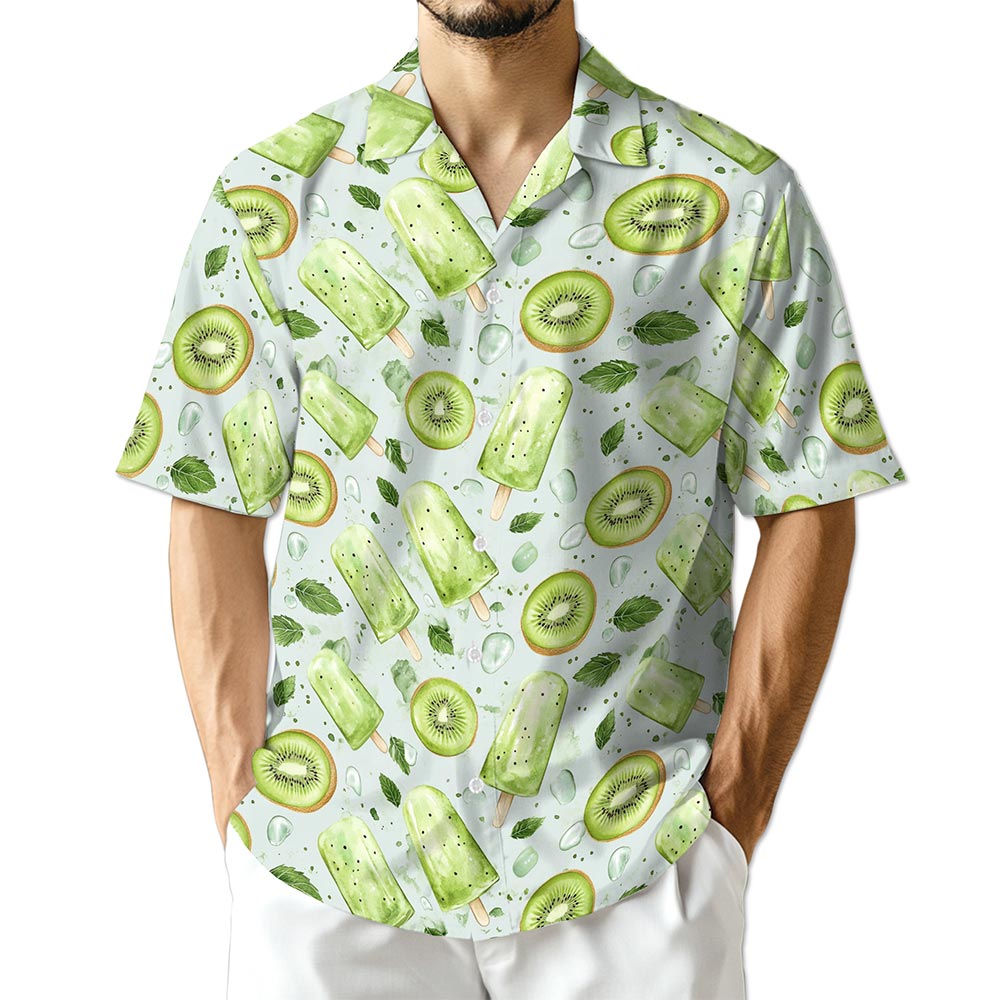 Azhawaiian Kiwi Ice Cream Print Hawaiian Shirt for Men