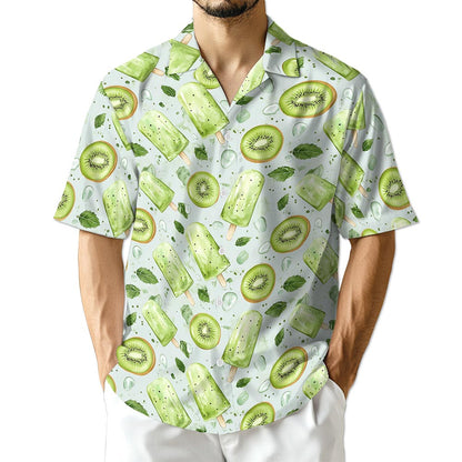 Azhawaiian Kiwi Ice Cream Print Hawaiian Shirt for Men