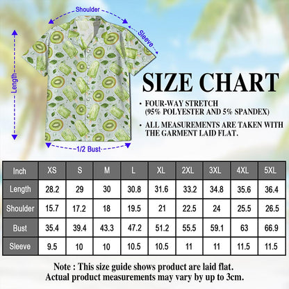 Kiwi Ice Cream Print Hawaiian Shirt for Men, Button Down Aloha Shirt - Azhawaiian