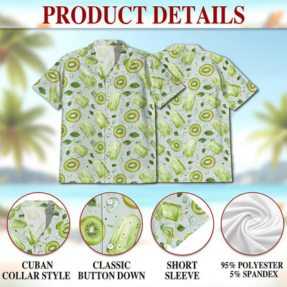Kiwi Ice Cream Print Hawaiian Shirt for Men, Button Down Aloha Shirt - Azhawaiian