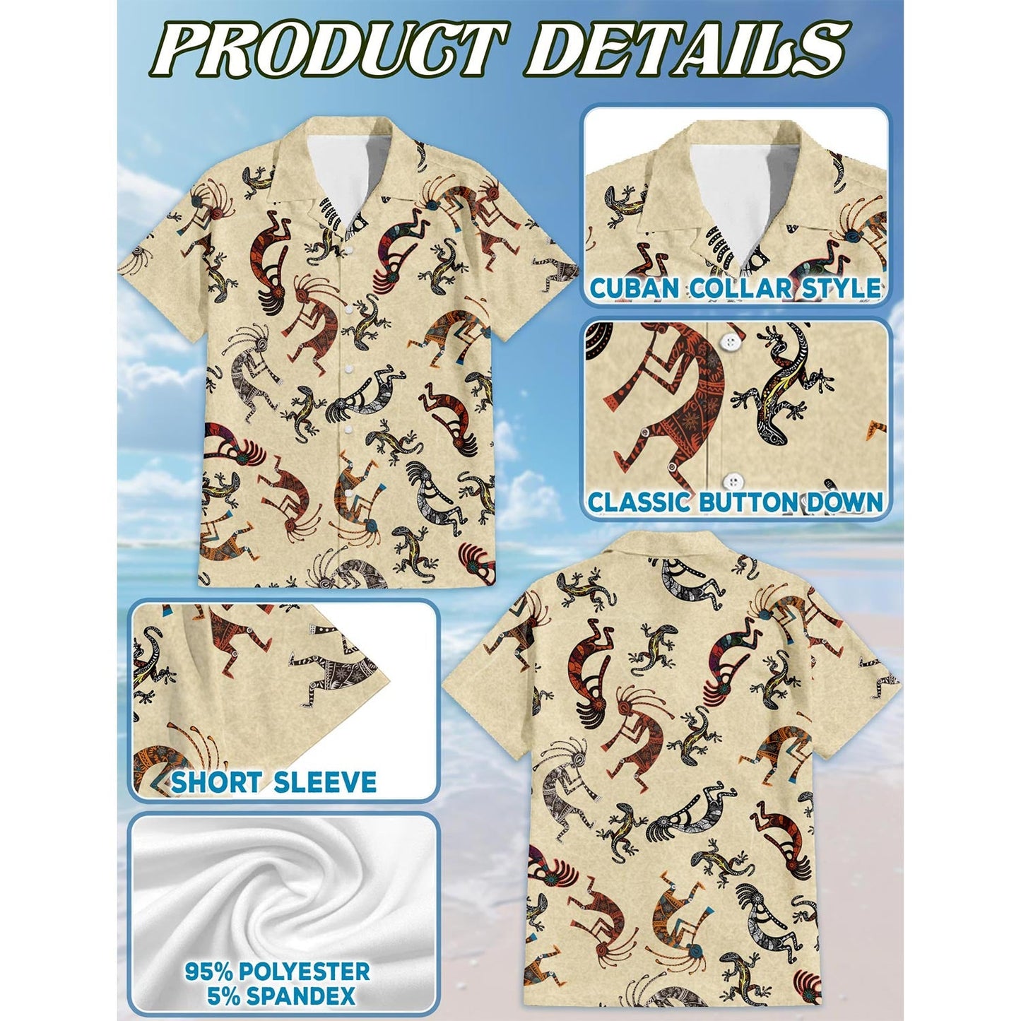 Kokopelli Hawaiian Shirt for Men, Button Down Aloha Shirt - Azhawaiian