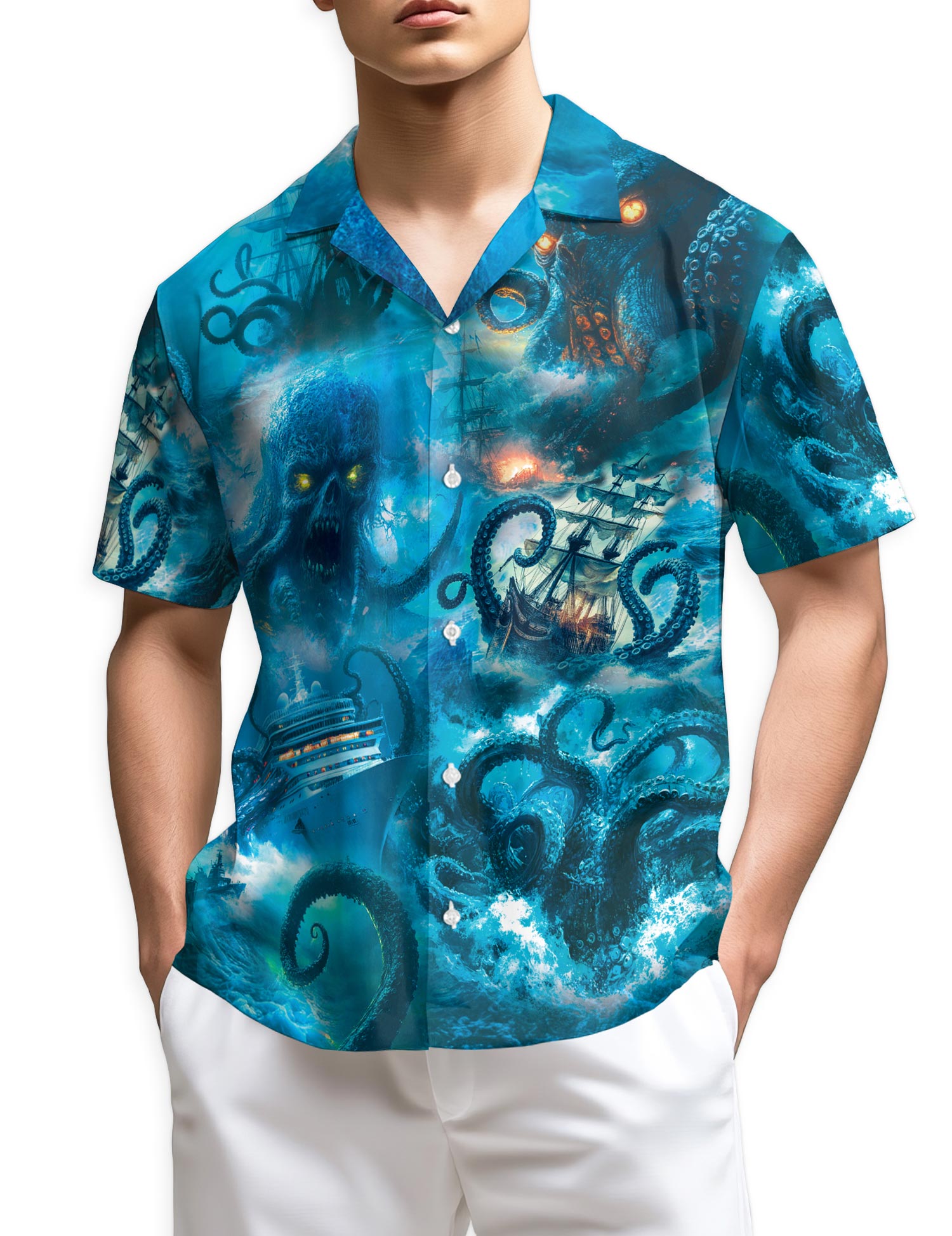 Azhawaiian Legendary Octopus Attack Hawaiian Shirt for Men