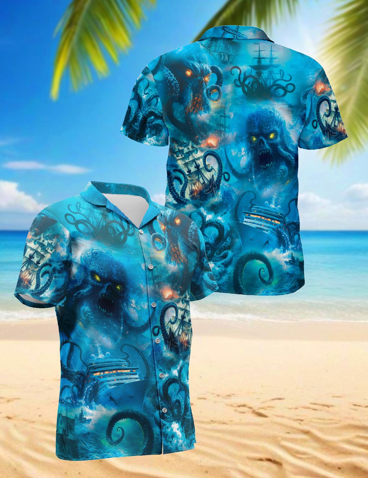 Legendary Octopus Attack Hawaiian Shirt for Men, Button Down Aloha Shirt - Azhawaiian