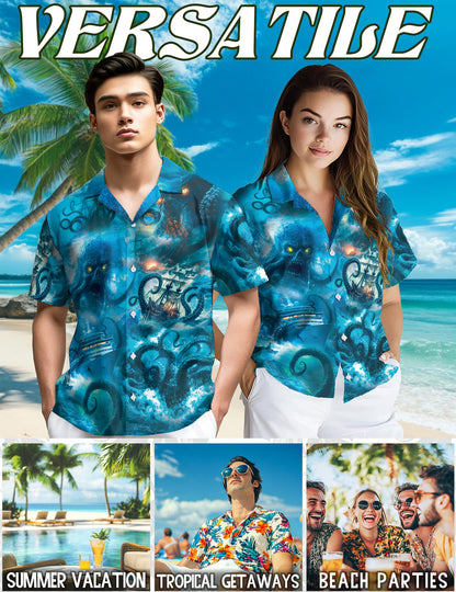 Legendary Octopus Attack Hawaiian Shirt for Men, Button Down Aloha Shirt - Azhawaiian