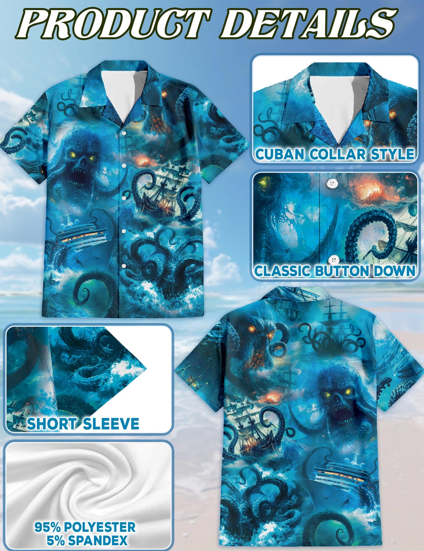 Legendary Octopus Attack Hawaiian Shirt for Men, Button Down Aloha Shirt - Azhawaiian