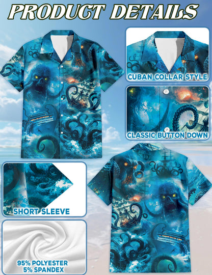 Legendary Octopus Attack Hawaiian Shirt for Men, Button Down Aloha Shirt - Azhawaiian