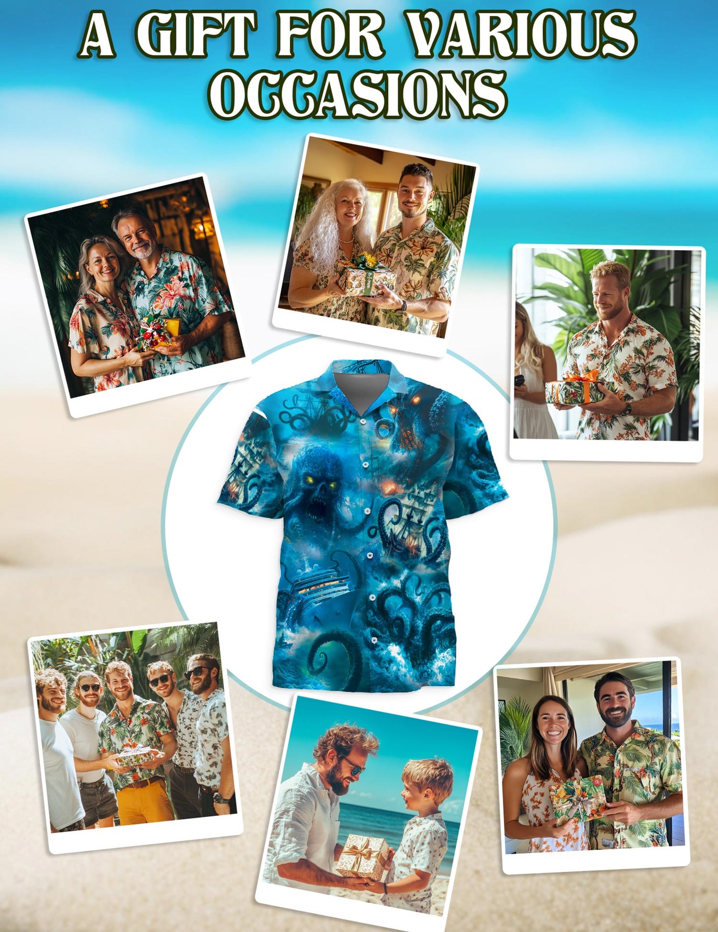 Legendary Octopus Attack Hawaiian Shirt for Men, Button Down Aloha Shirt - Azhawaiian