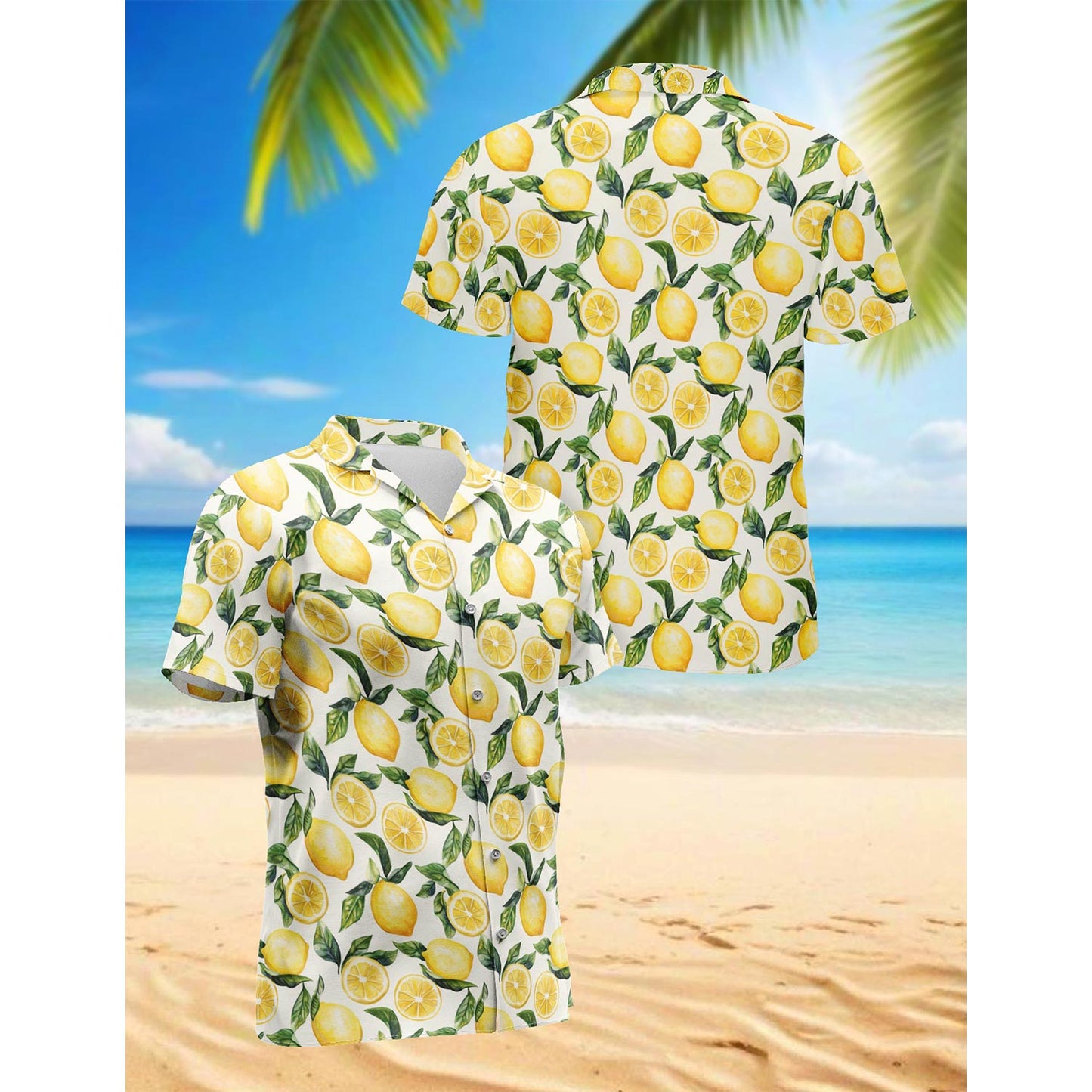 Lemon Hawaiian Shirt for Men, Button Down Aloha Shirt - Azhawaiian