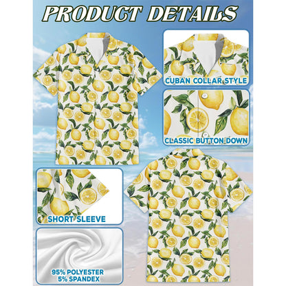Lemon Hawaiian Shirt for Men, Button Down Aloha Shirt - Azhawaiian