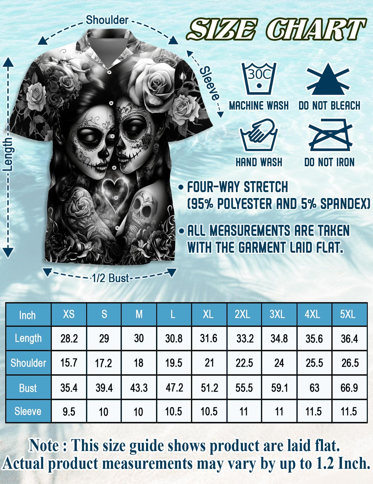 Lesbian Skull Couple Hawaiian Shirt for Men, Button Down Aloha Shirt - Azhawaiian