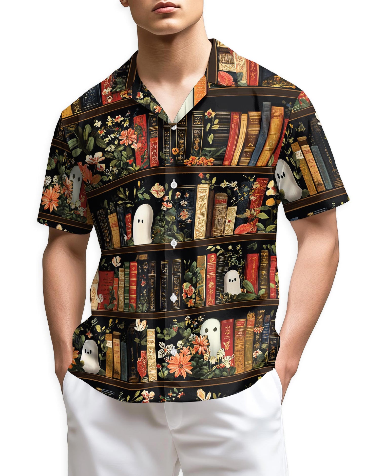 Azhawaiian Library Ghost Hawaiian Shirt for Men