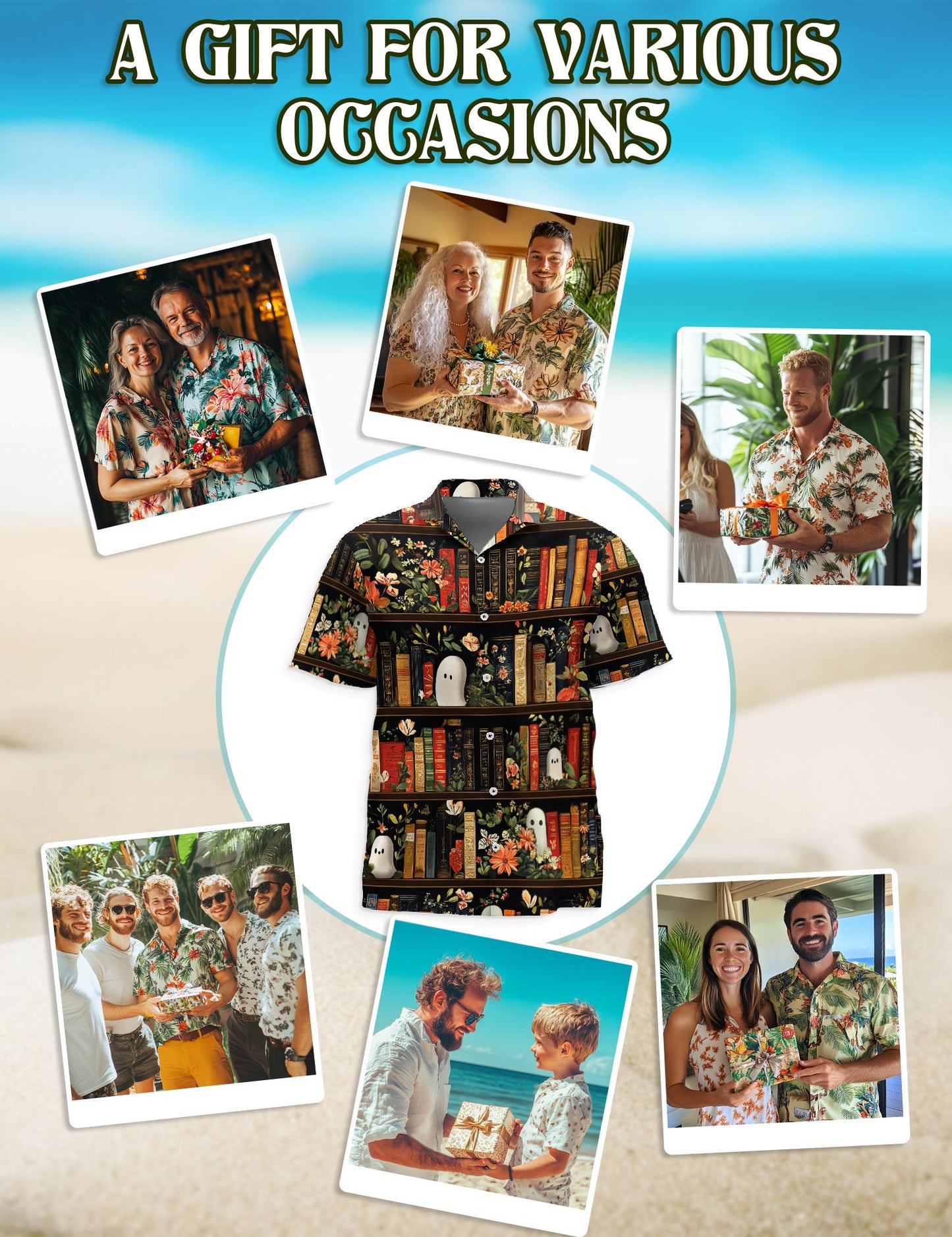 Library Ghost Hawaiian Shirt for Men, Button Down Aloha Shirt - Azhawaiian