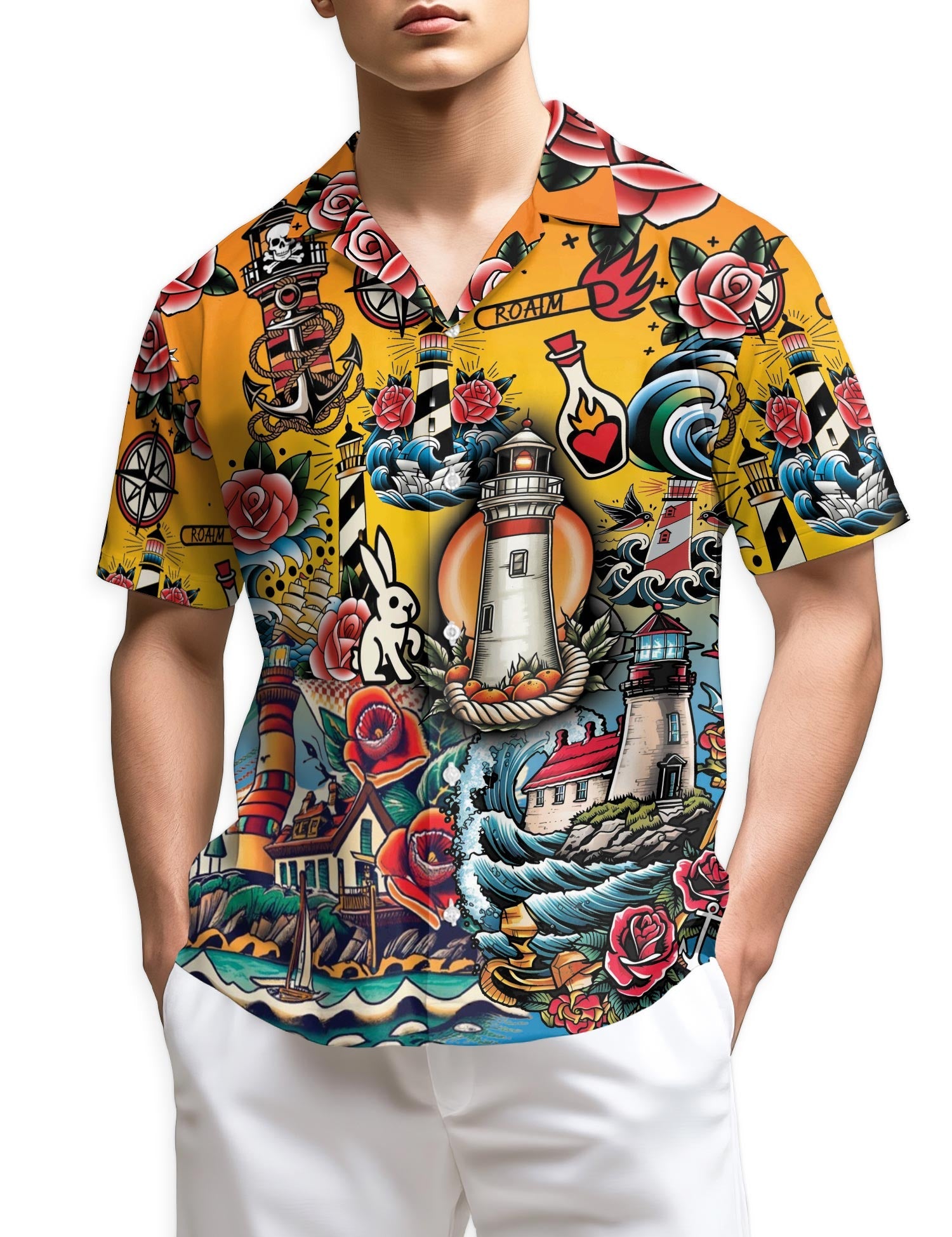 Azhawaiian Lighthouse Hawaiian Shirt for Men