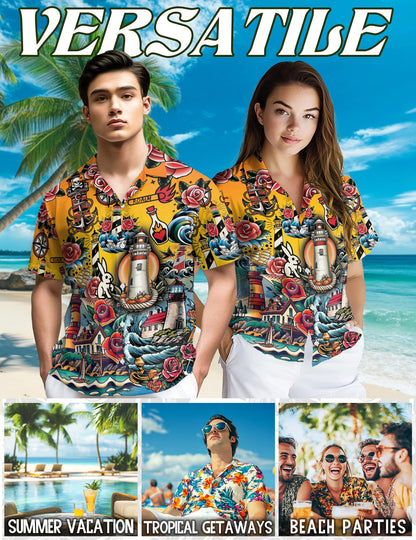 Lighthouse Hawaiian Shirt for Men, Button Down Aloha Shirt - Azhawaiian