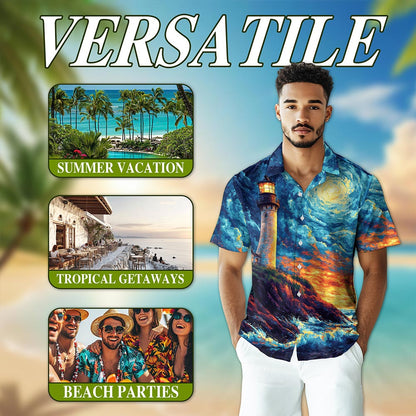 Lighthouse Hawaiian Shirt for Men, Button Down Aloha Shirt - Azhawaiian