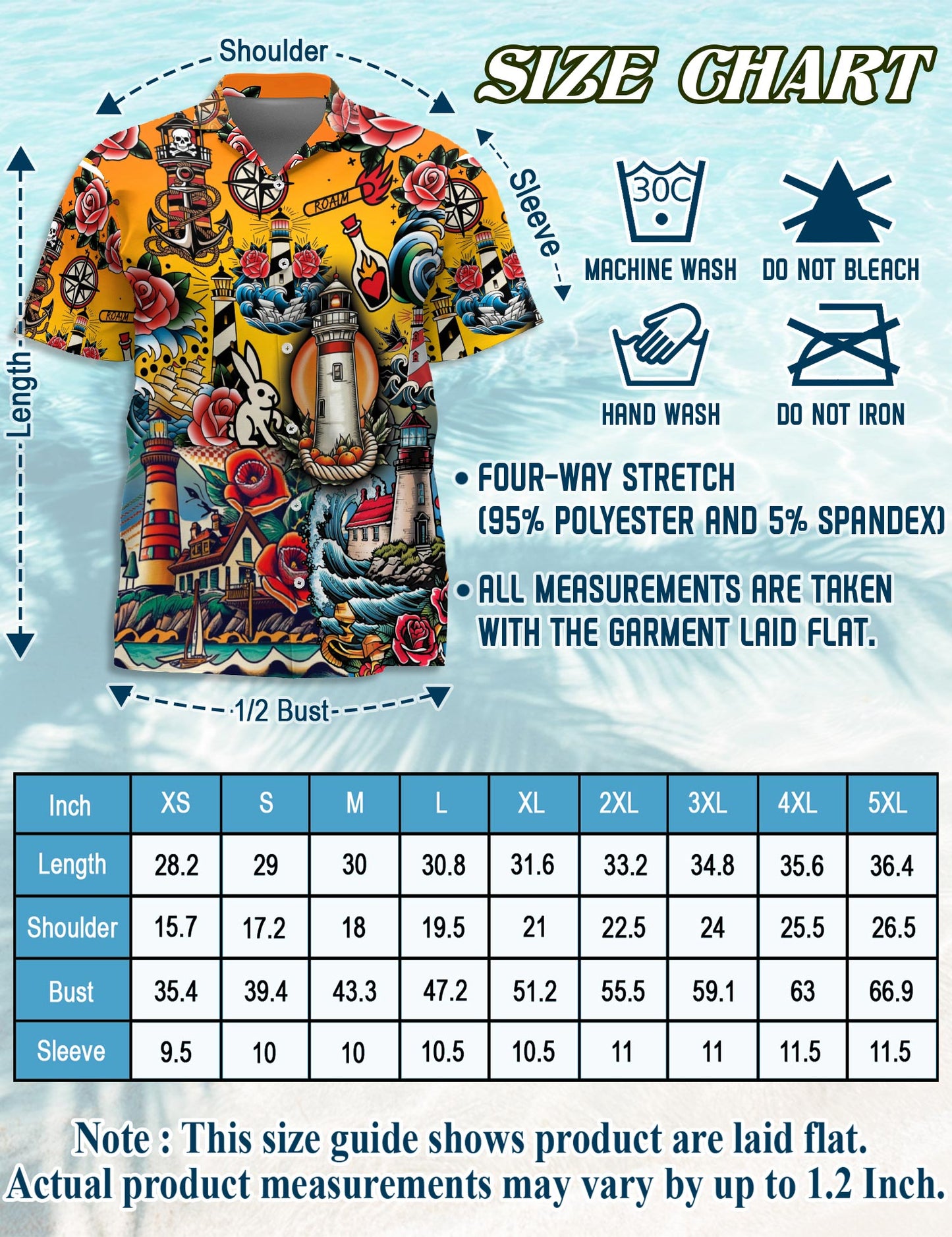 Lighthouse Hawaiian Shirt for Men, Button Down Aloha Shirt - Azhawaiian