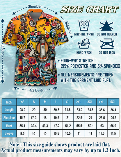 Lighthouse Hawaiian Shirt for Men, Button Down Aloha Shirt - Azhawaiian