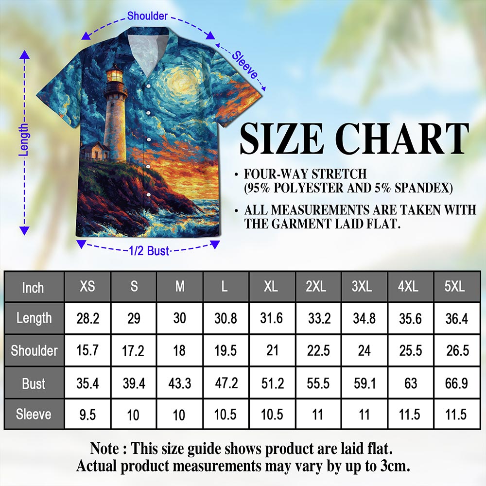 Lighthouse Hawaiian Shirt for Men, Button Down Aloha Shirt - Azhawaiian