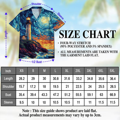 Lighthouse Hawaiian Shirt for Men, Button Down Aloha Shirt - Azhawaiian