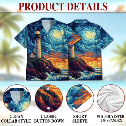 Lighthouse Hawaiian Shirt for Men, Button Down Aloha Shirt - Azhawaiian