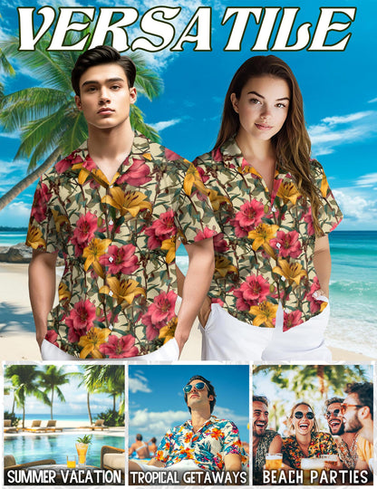 Lilium Hawaiian Shirt for Men, Button Down Aloha Shirt - Azhawaiian