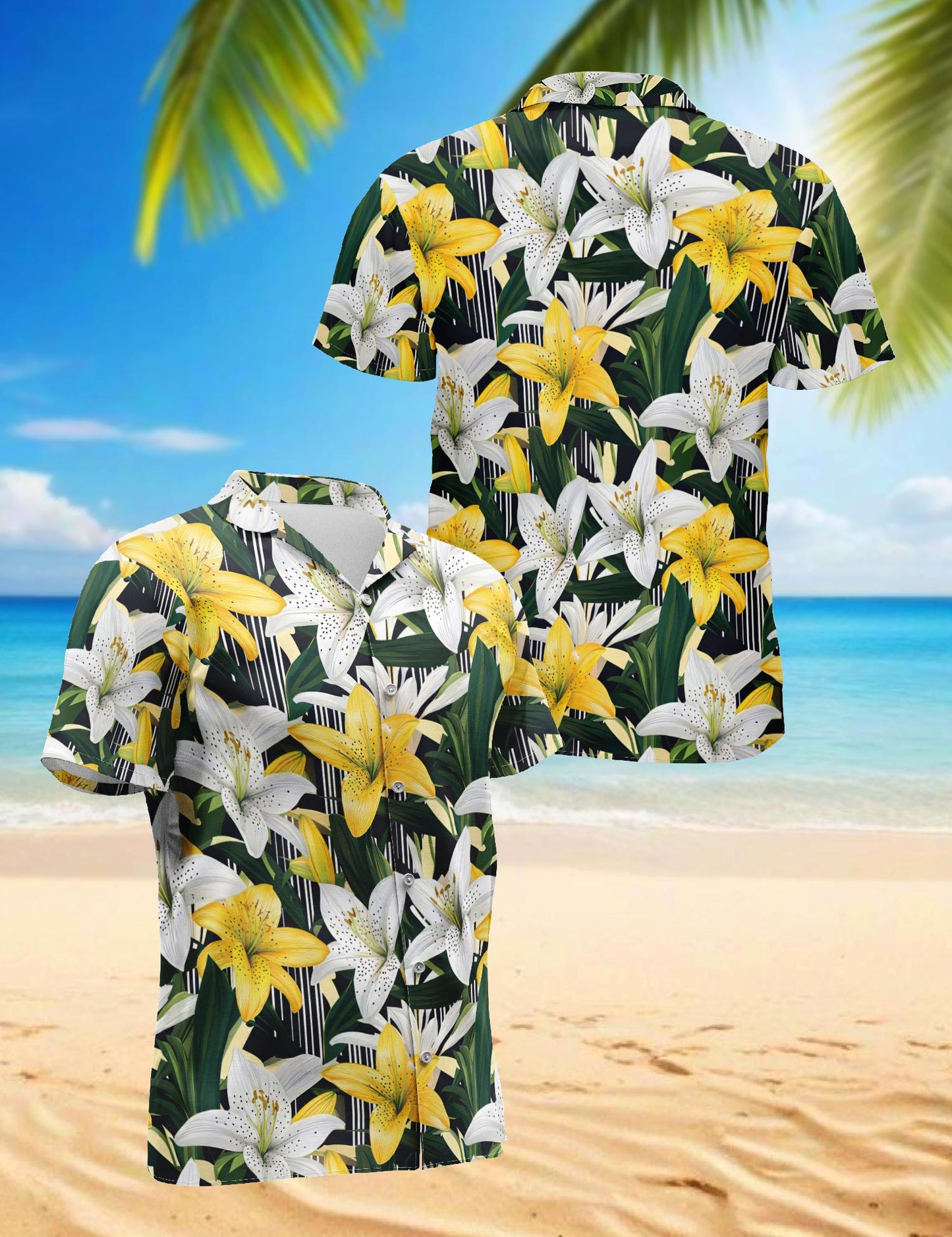 Lily Flower Hawaiian Shirt for Men, Button Down Aloha Shirt - Azhawaiian