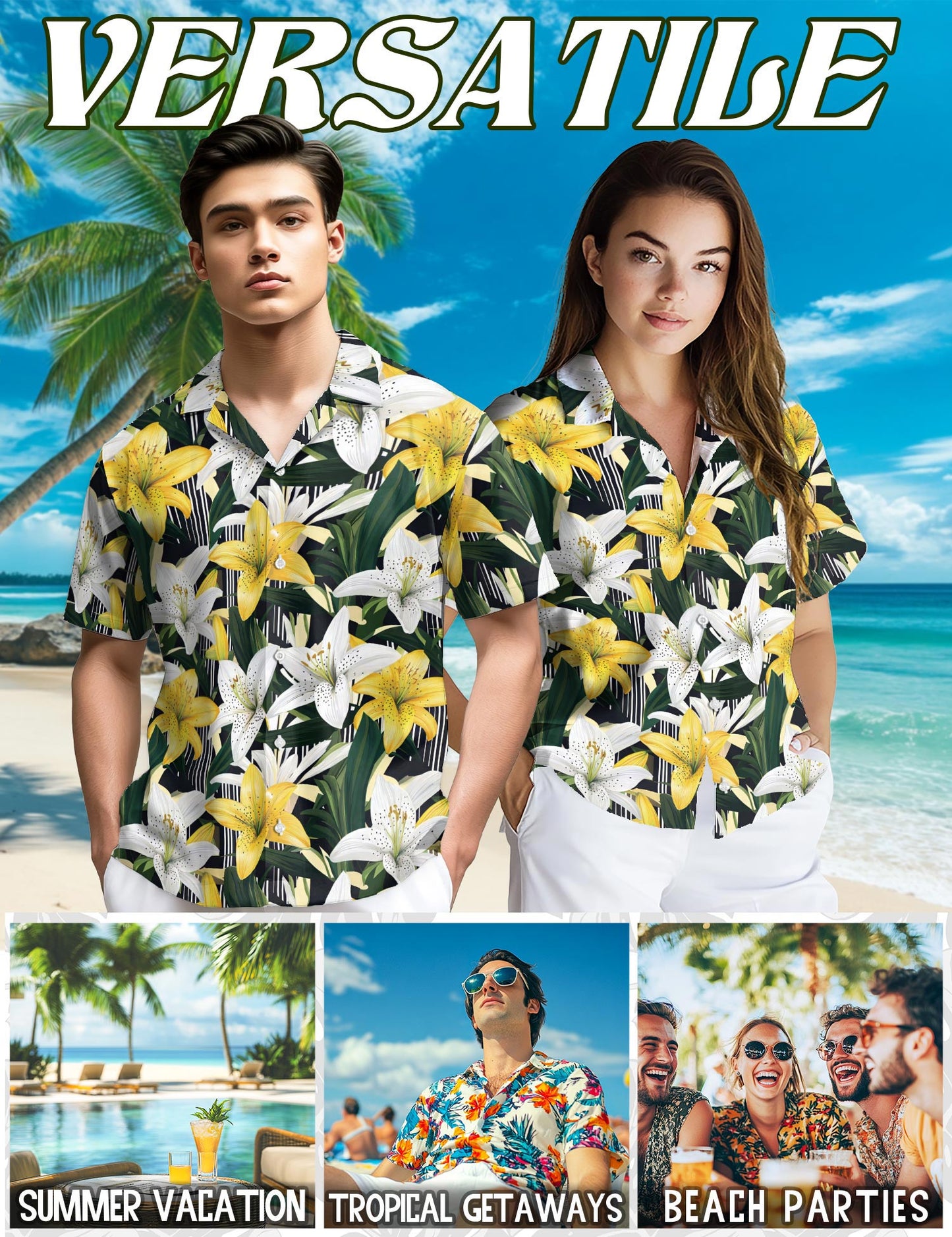 Lily Flower Hawaiian Shirt for Men, Button Down Aloha Shirt - Azhawaiian