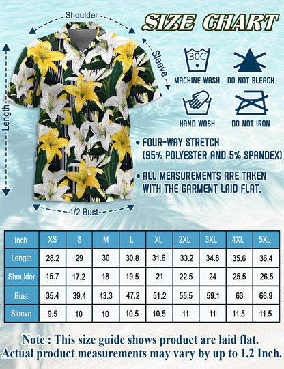 Lily Flower Hawaiian Shirt for Men, Button Down Aloha Shirt - Azhawaiian