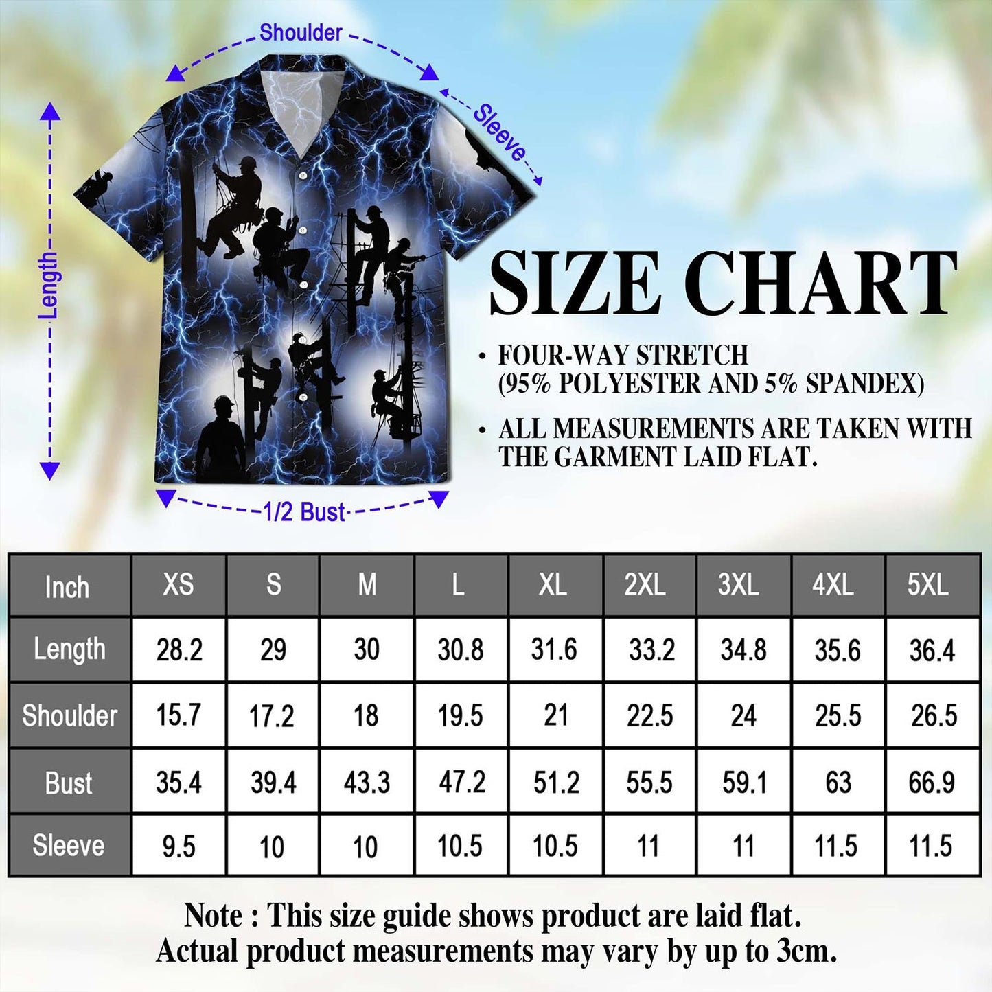 Lineman Lightning Hawaiian Shirt for Men, Button Down Aloha Shirt - Azhawaiian