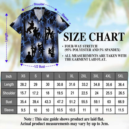 Lineman Lightning Hawaiian Shirt for Men, Button Down Aloha Shirt - Azhawaiian