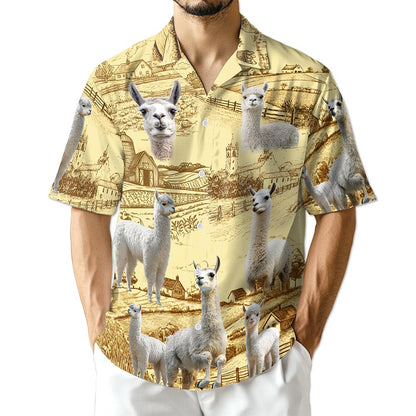 Azhawaiian Llama Lovers Farm Hawaiian Shirt for Men