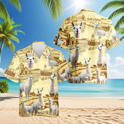Llama Lovers Farm Hawaiian Shirt for Men, Button Down Aloha Shirt - Azhawaiian