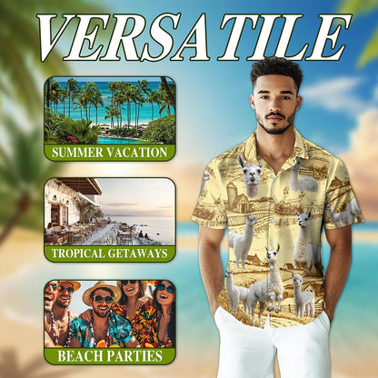 Llama Lovers Farm Hawaiian Shirt for Men, Button Down Aloha Shirt - Azhawaiian