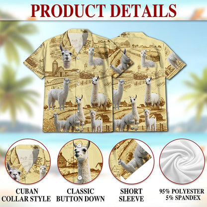 Llama Lovers Farm Hawaiian Shirt for Men, Button Down Aloha Shirt - Azhawaiian