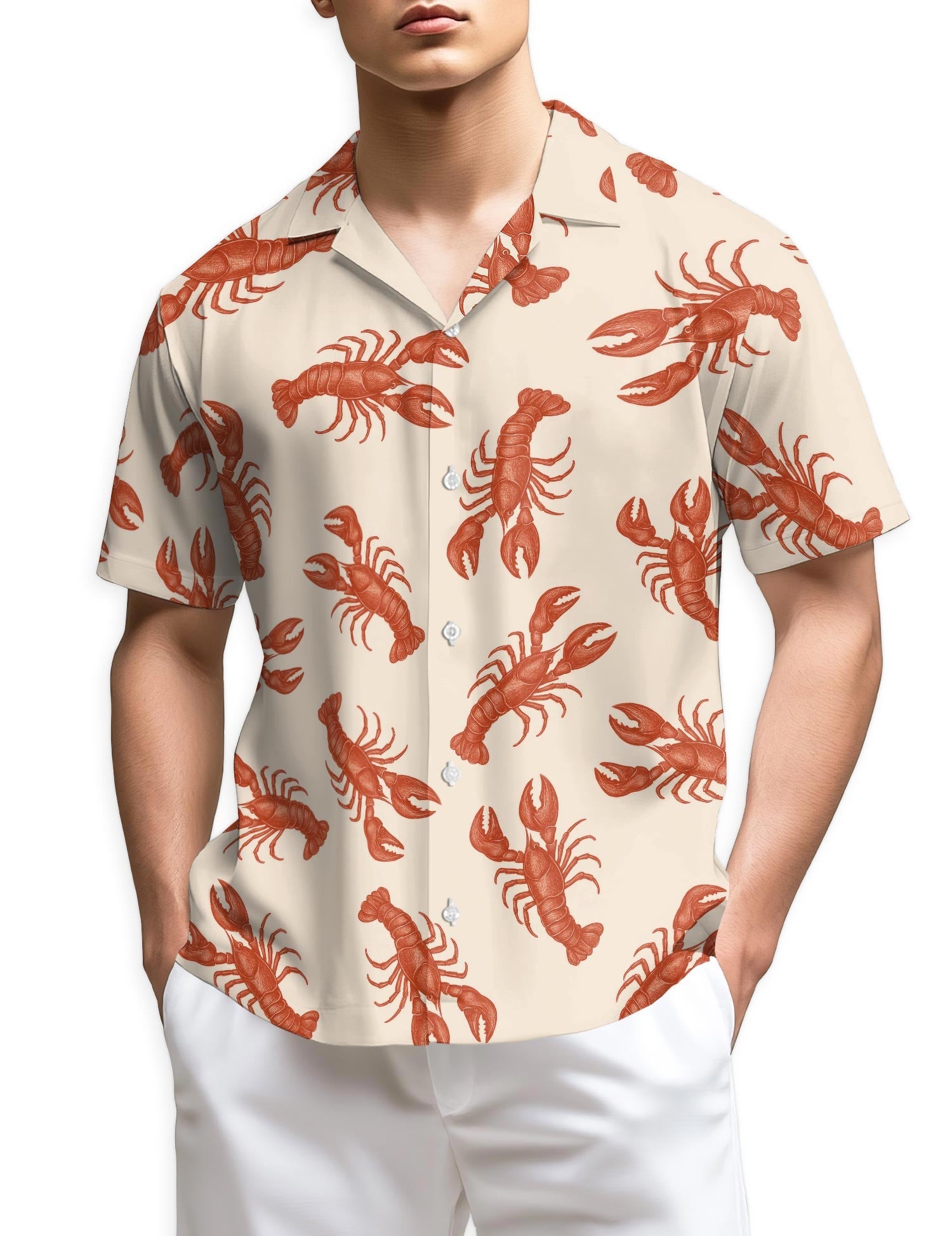 Azhawaiian Lobster Pattern Hawaiian Shirt for Men