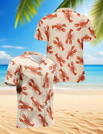 Lobster Pattern Hawaiian Shirt for Men, Button Down Aloha Shirt - Azhawaiian