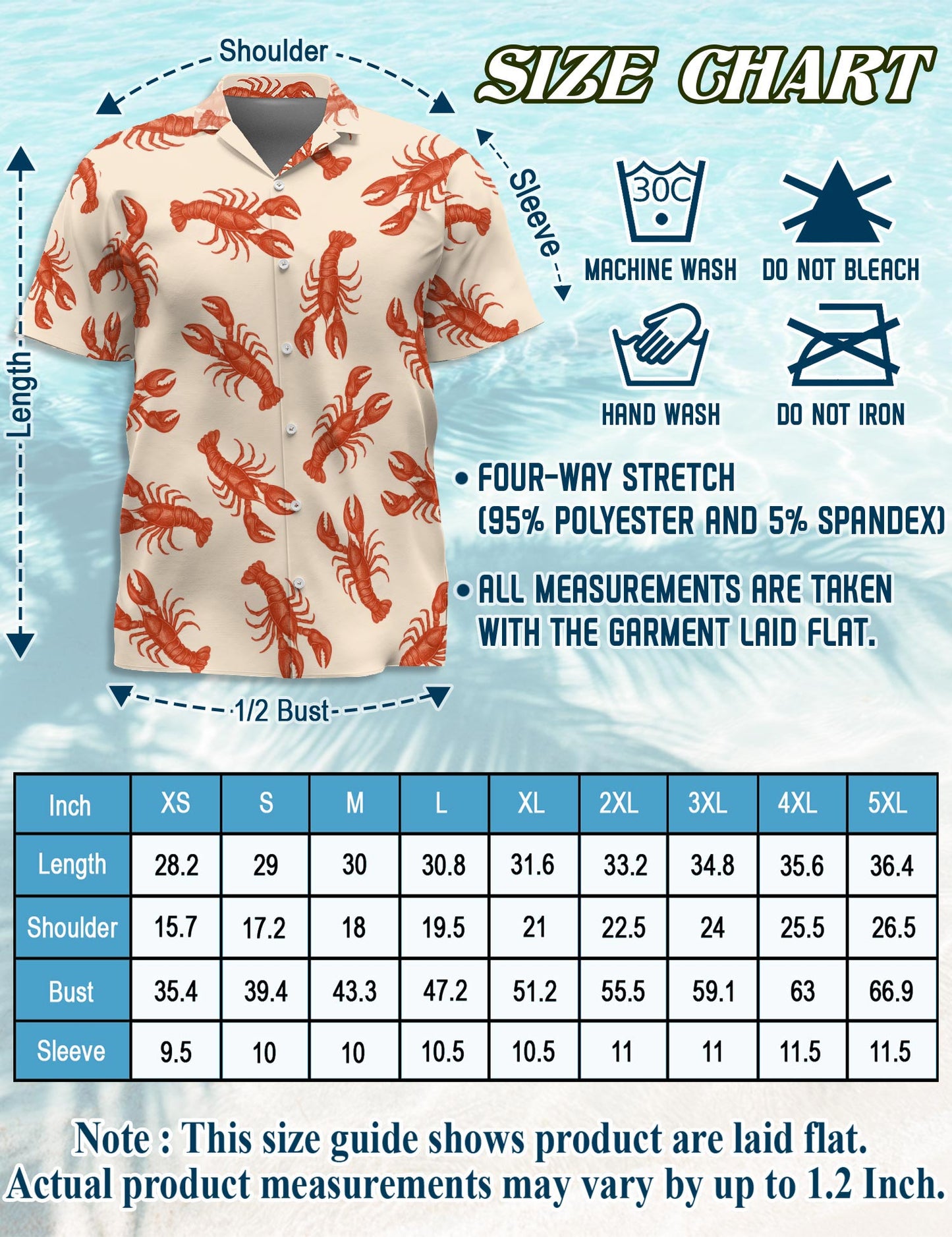 Lobster Pattern Hawaiian Shirt for Men, Button Down Aloha Shirt - Azhawaiian