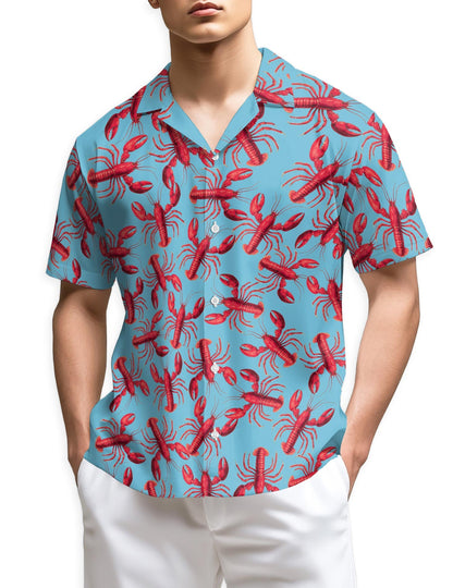 Azhawaiian Lobster Red Pattern Hawaiian Shirt for Men