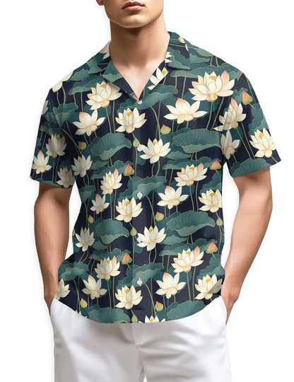 Azhawaiian Lotus Pattern Hawaiian Shirt for Men