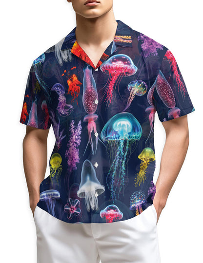 Azhawaiian Luminescent Jellyfish Hawaiian Shirt for Men
