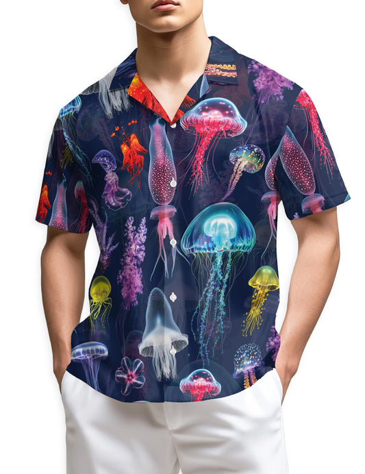 Azhawaiian Luminescent Jellyfish Hawaiian Shirt for Men
