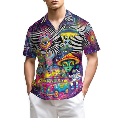 Azhawaiian Magic Mushroom Alien Trippy Shroom Hawaiian Shirt for Men