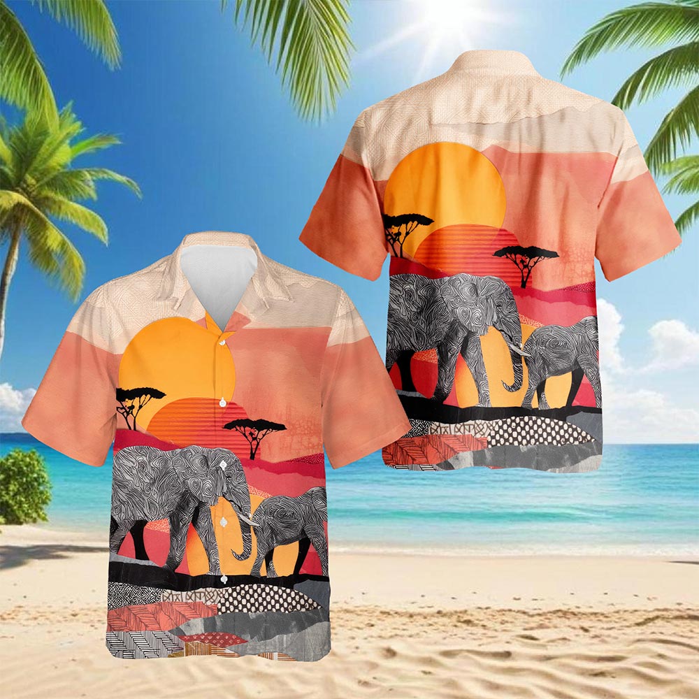 Mandala Elephants Hawaiian Shirt for Men, Button Down Aloha Shirt - Azhawaiian