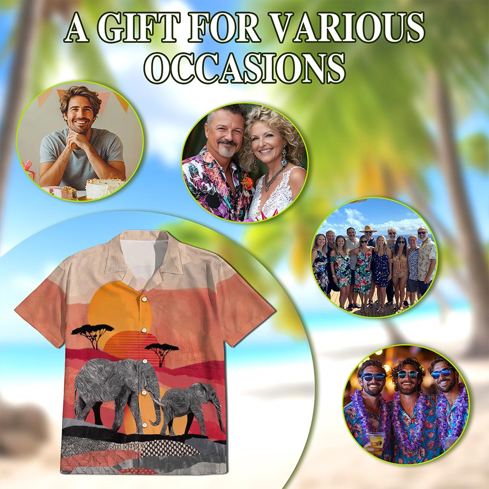 Mandala Elephants Hawaiian Shirt for Men, Button Down Aloha Shirt - Azhawaiian