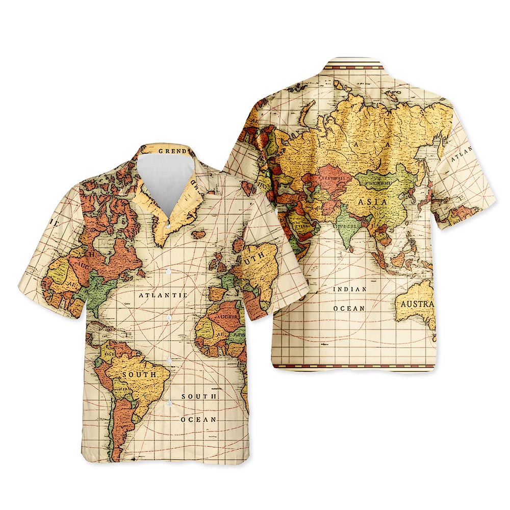 Azhawaiian Map Of The World Hawaiian Shirt for Men