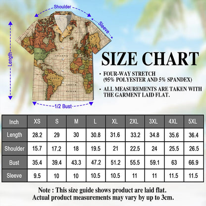 Map Of The World Hawaiian Shirt for Men, Button Down Aloha Shirt - Azhawaiian