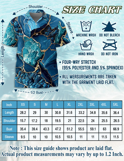 Marble Hawaiian Shirt for Men, Button Down Aloha Shirt - Azhawaiian