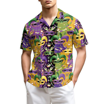 Azhawaiian Mardi Gras Mask Hawaiian Shirt for Men